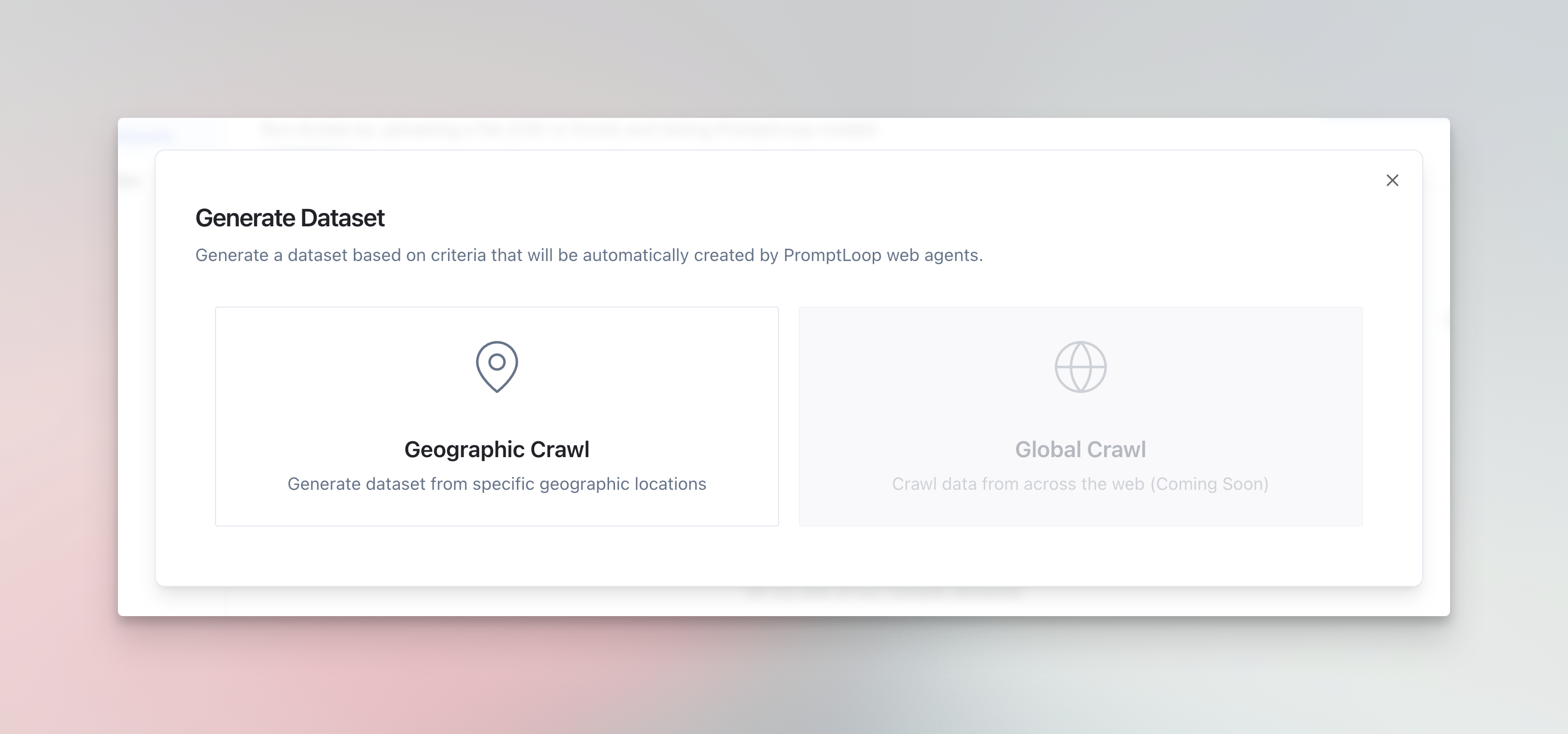 Generate dataset options